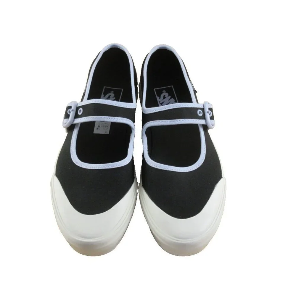 Vans Women's Mary Jane Ballerina Black Purple Canvas adjustable Shoes Size 8.5
